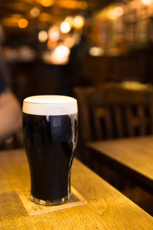 guinness on pub table