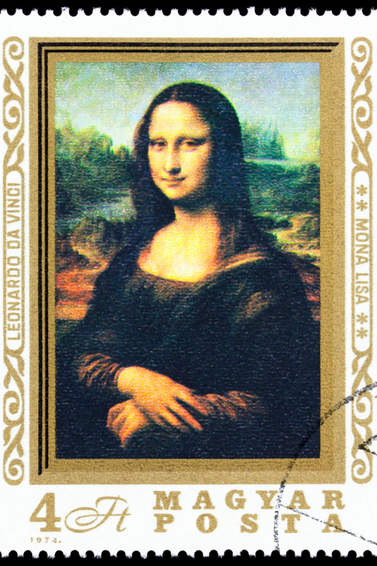 mona lisa in a stamp
