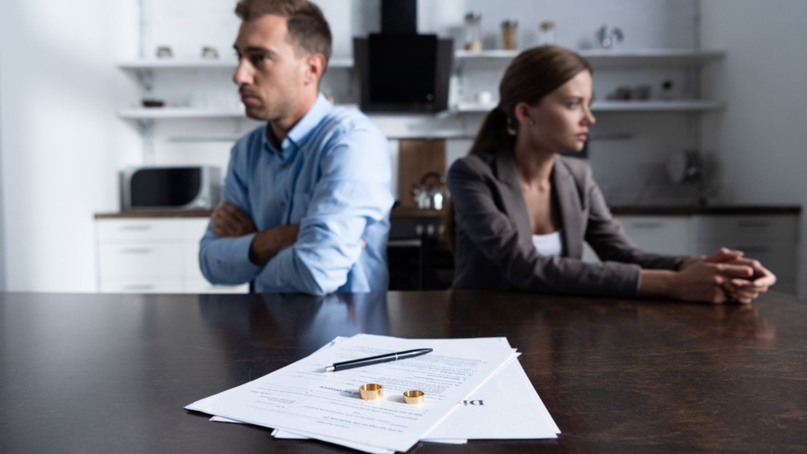 Couple just signed the Divorce paper and take off the wedding rings