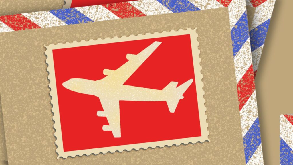 A vintage mock air mail postage stamp.