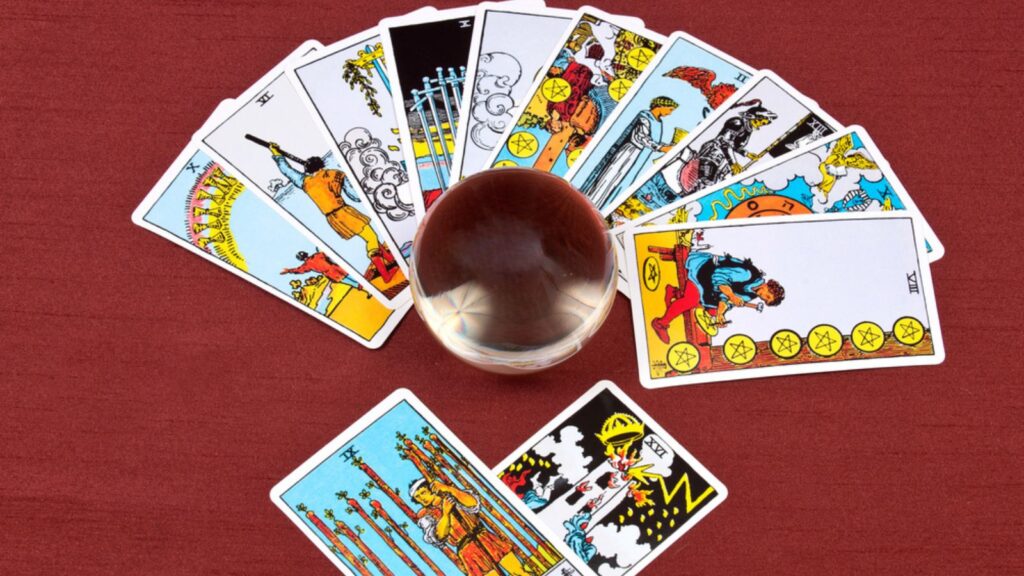 Tarot cards and crystal ball