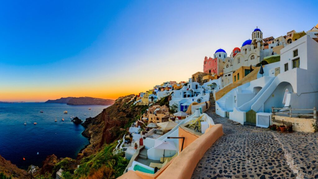 Amazing view with white houses Santorini, Greece