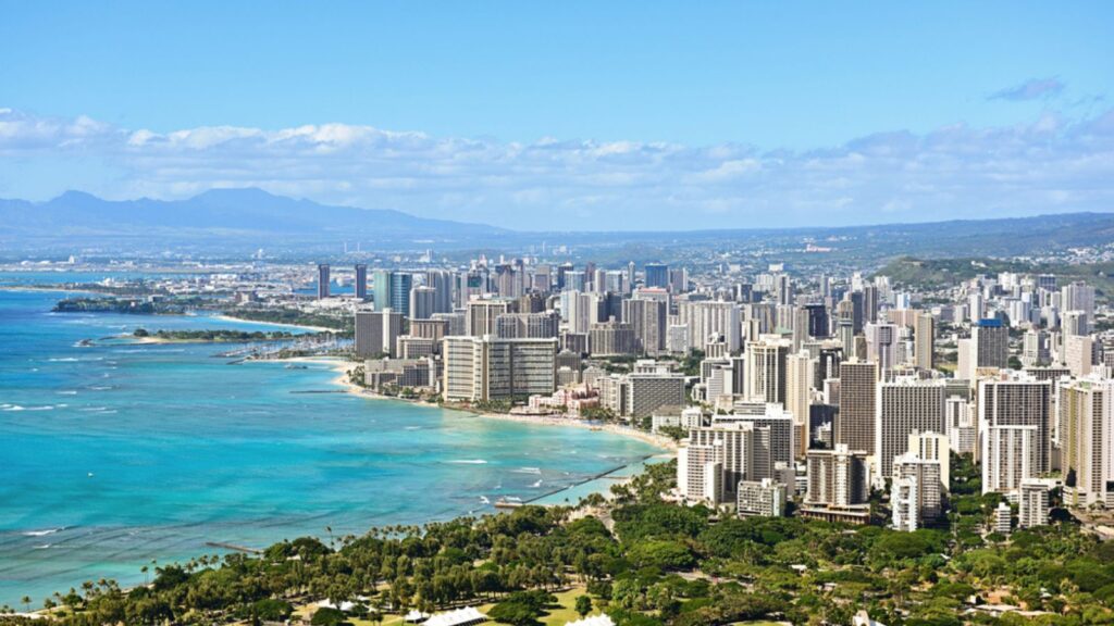 Honolulu and Waikiki beach on Oahu Hawaii