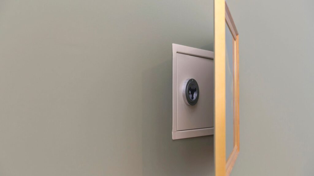 Wall safe hidden over painting