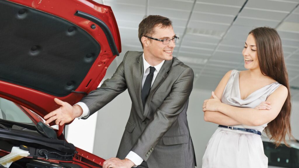 Car selling man or auto buying
