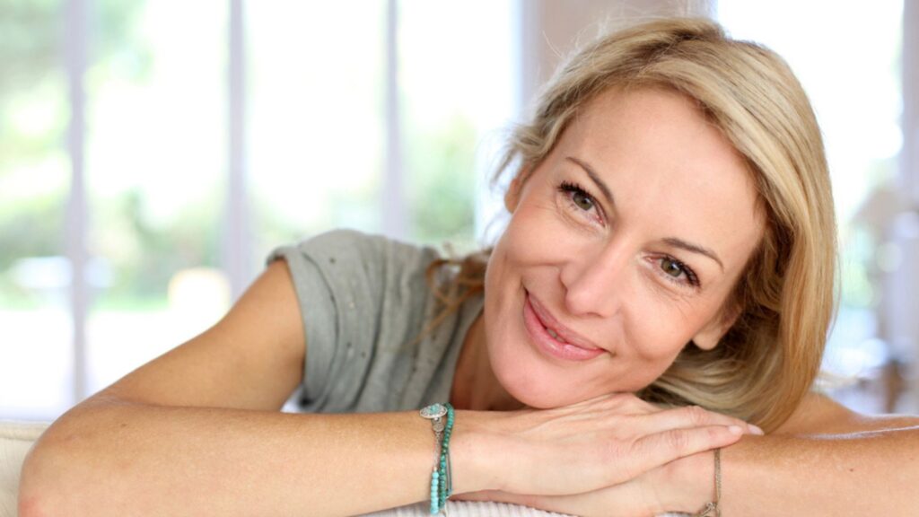 beautiful natural woman blonde smile happy