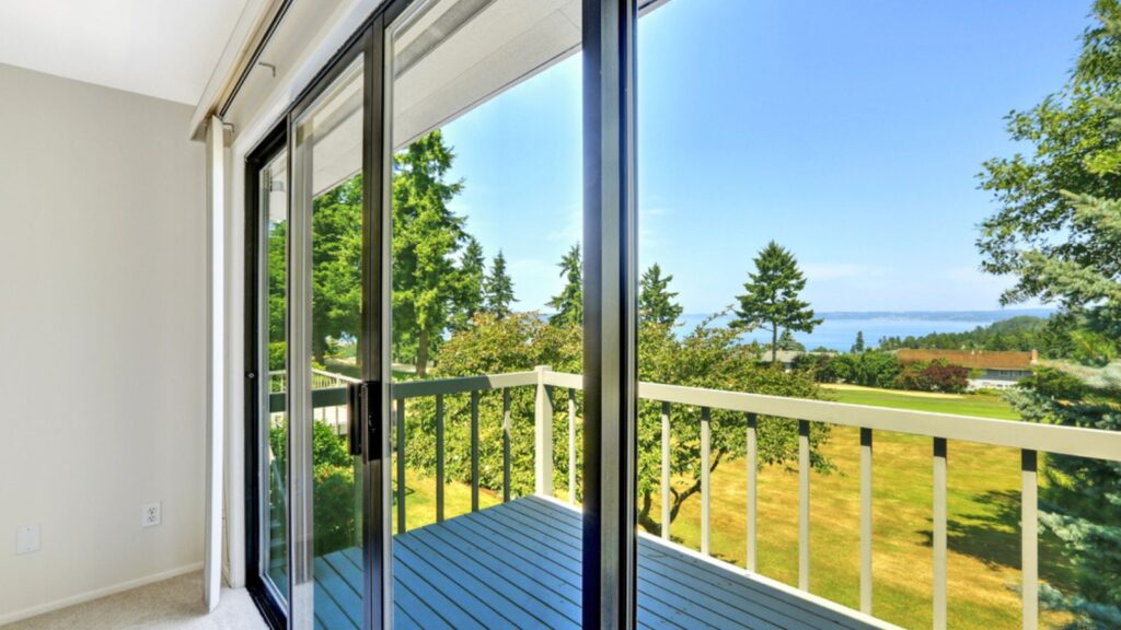 Walkout deck with glass slide door