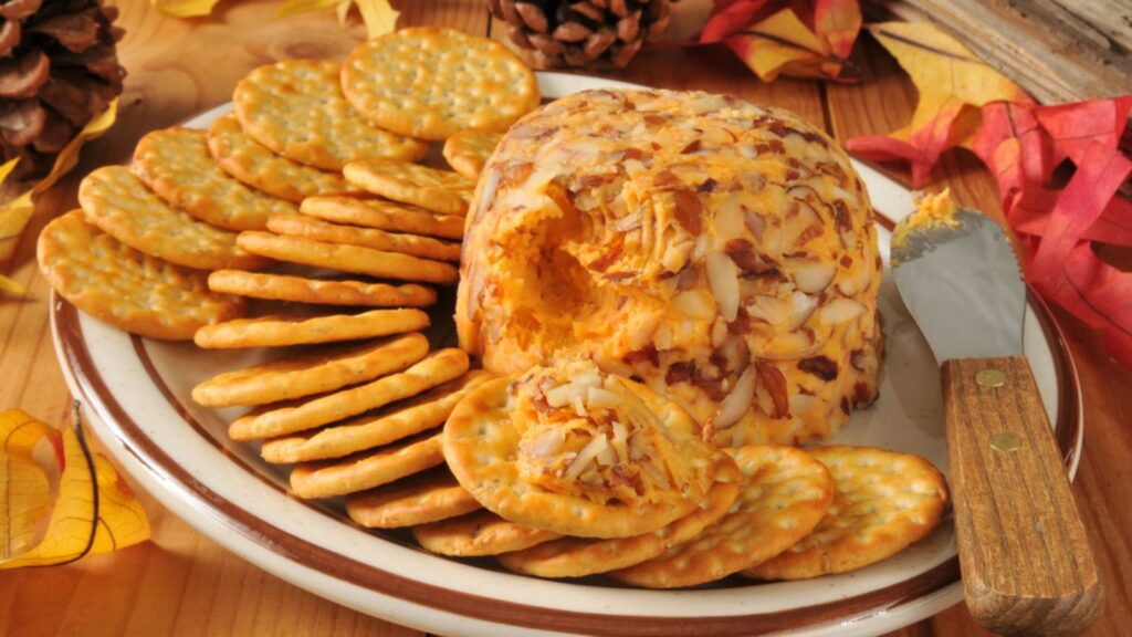 cheese ball with crackers appetizer
