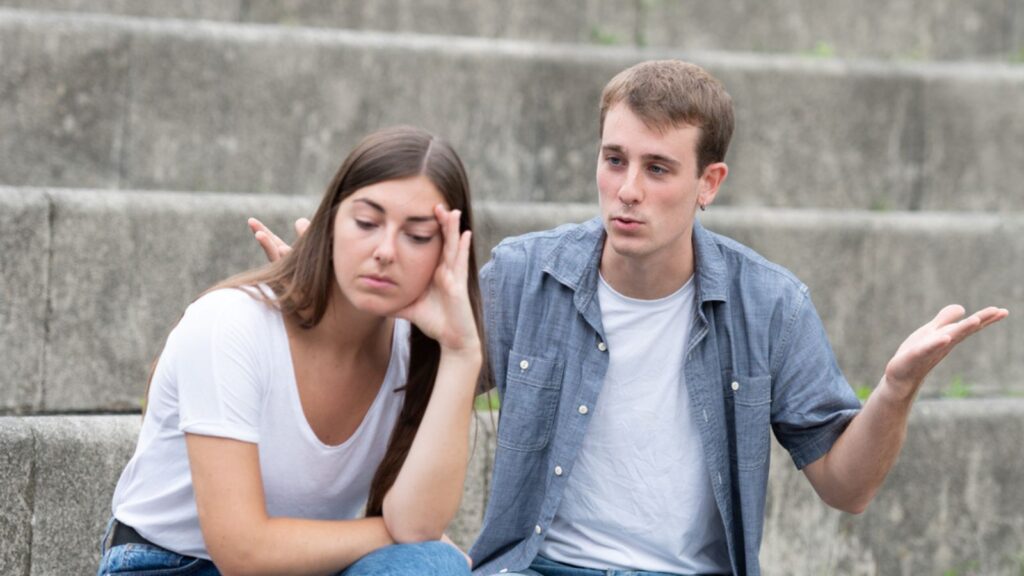 young couple arguing annoying women frustrated annoyed man mad angry upset