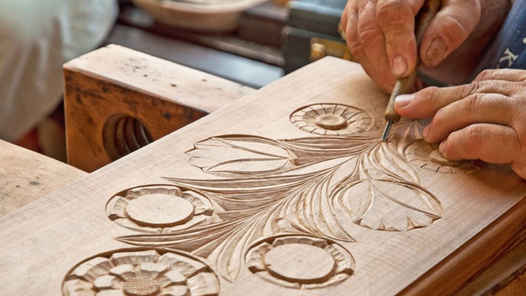Carving flowers on wood