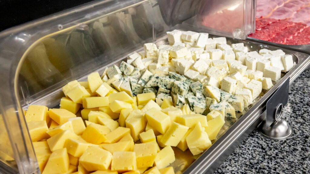 Cheese section in a food buffet
