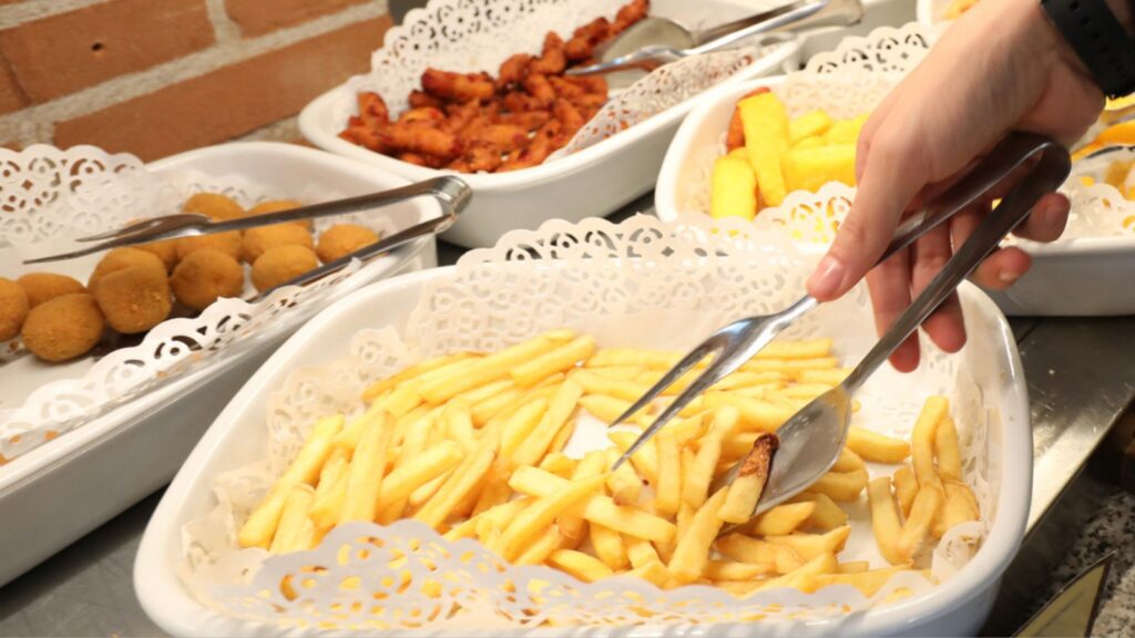 Fried section in food buffet