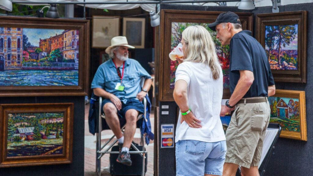 Oklahoma, Route 66, people in the street market in the city center