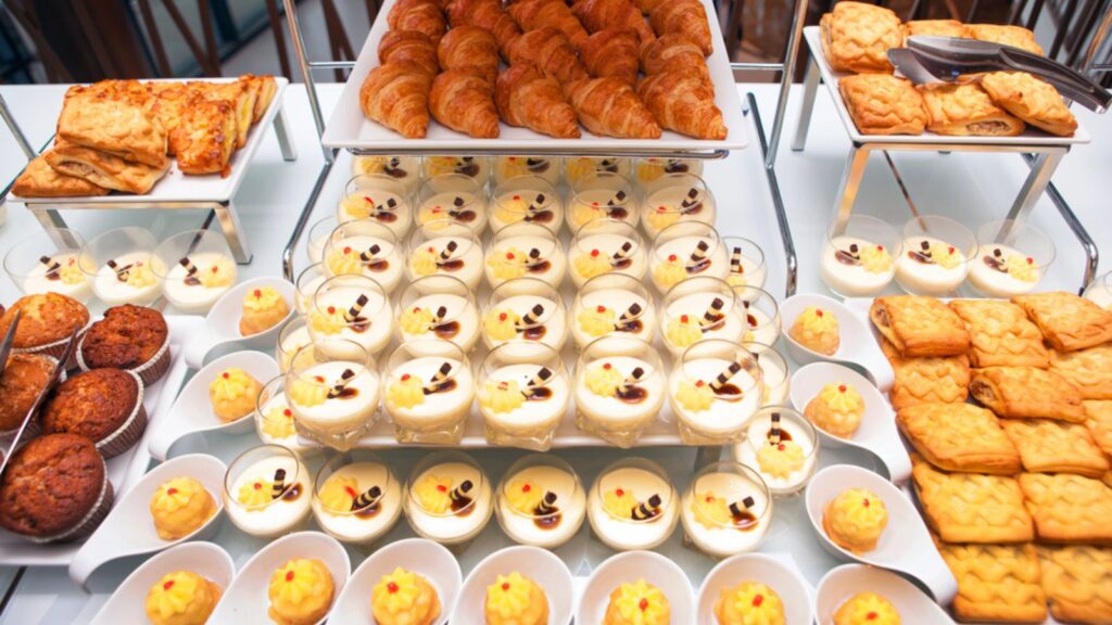 Pastries in a food buffet