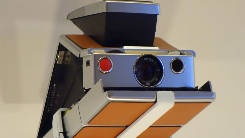 Polaroid SX-70 Land Camera, designed by Henry Dreyfuss, manufactured by Polaroid, 1972 - Design Museum, Kensington - London