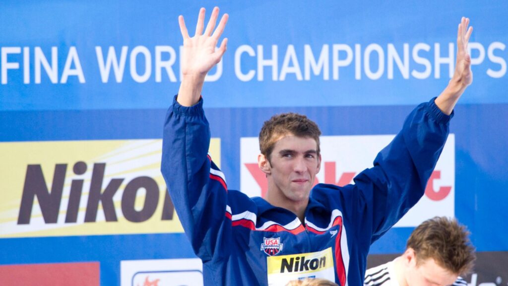ROME, Italy - Jul 28 2009 Michael Phelps (USA) silver medal winner during the medal ceremony for the mens 200m freestyle