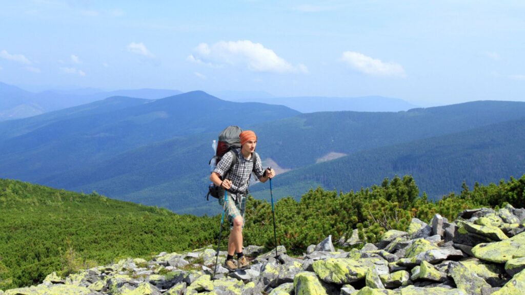 Summer hiking in the mountains