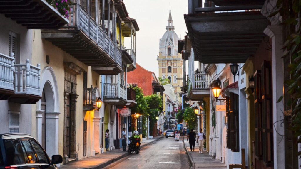 CARTAGENA, COLOMBIA The streets and the cathedral of the old city in Cartagena.