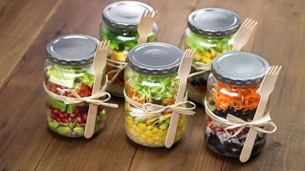 Salad in glass jar