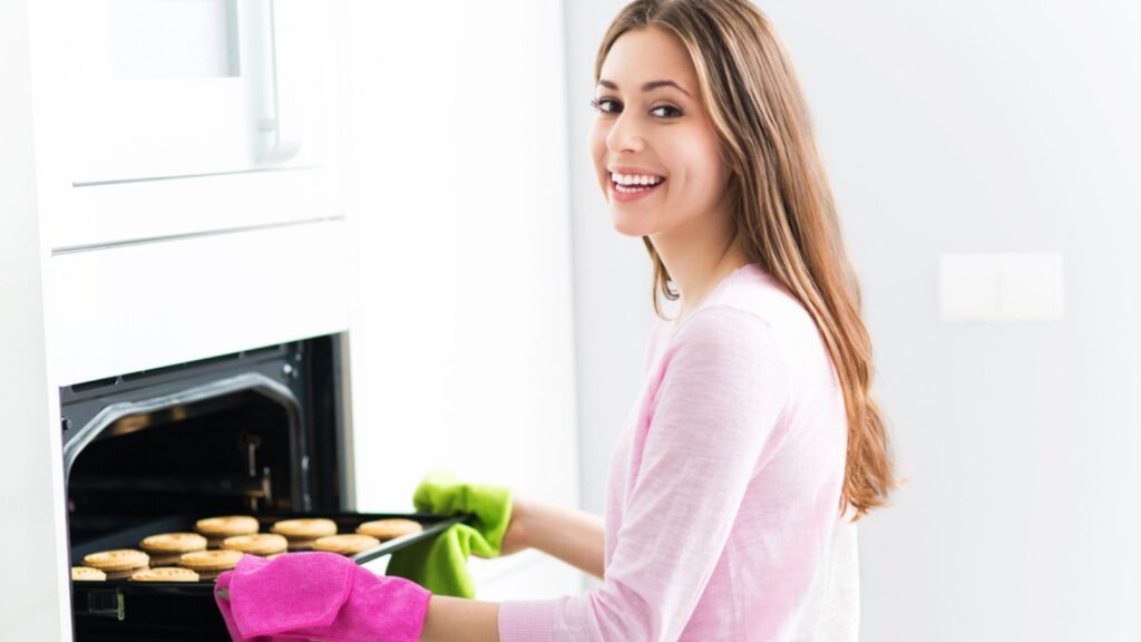 Woman baking cookies
