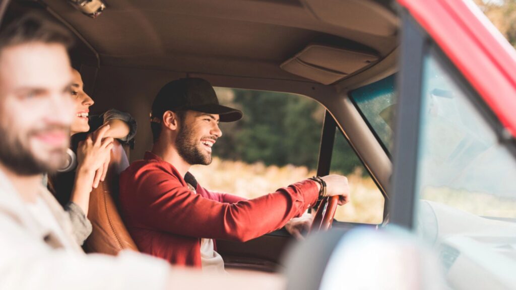 happy young friends road trip adventure travel