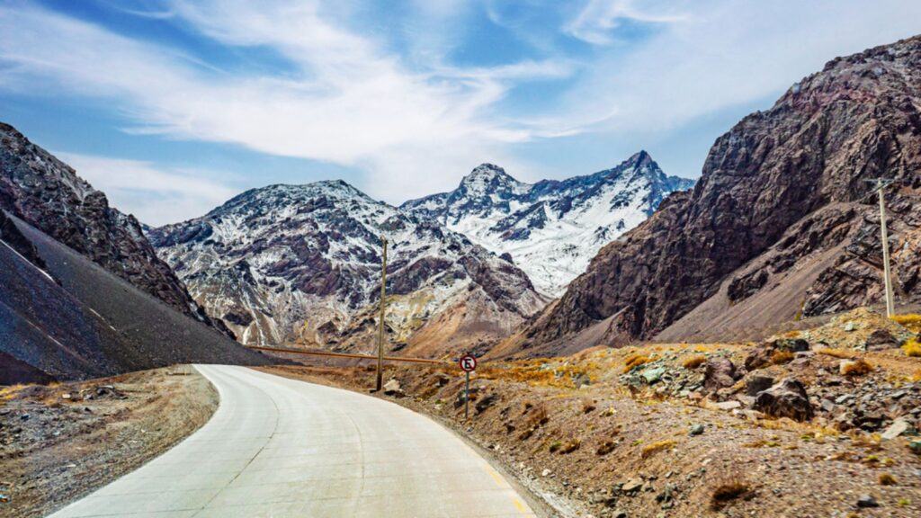 Andes mountain landscape on the way to Chile