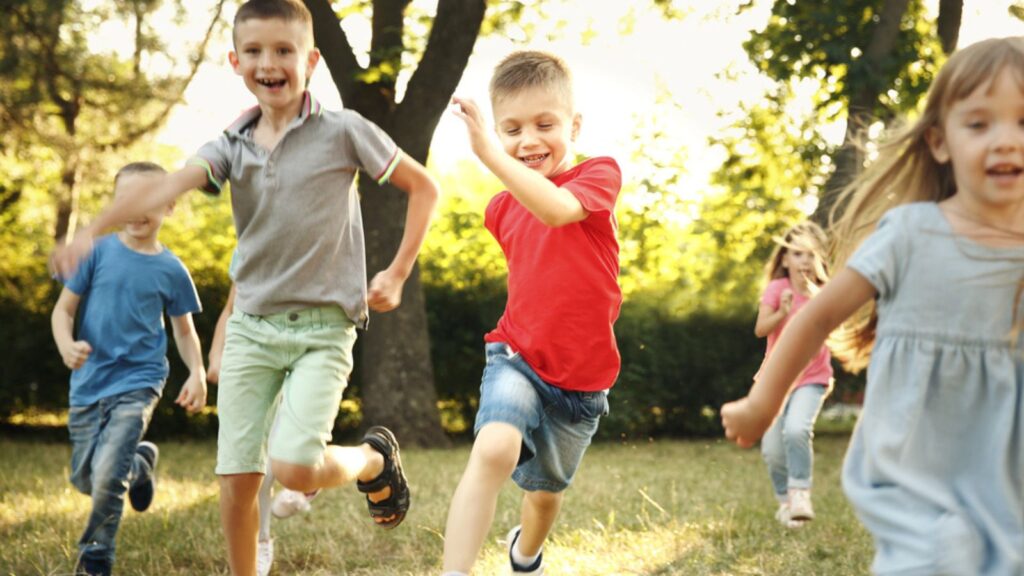 Group of playful kids in park