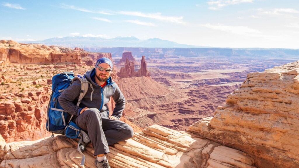 Hiker in Canyonlands National park in Utah, USA