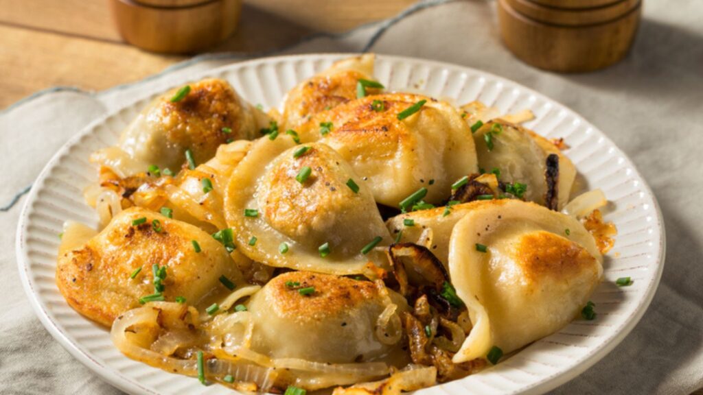 Homemade Polish Potato Pierogies with Onion and Chives