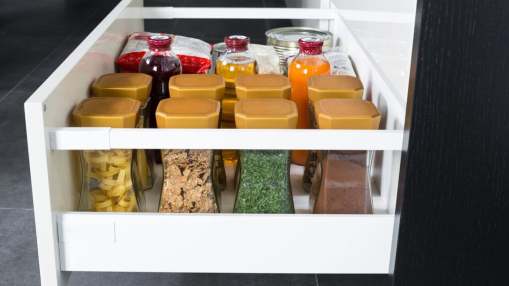 Modern kitchen countertop with food ingredients