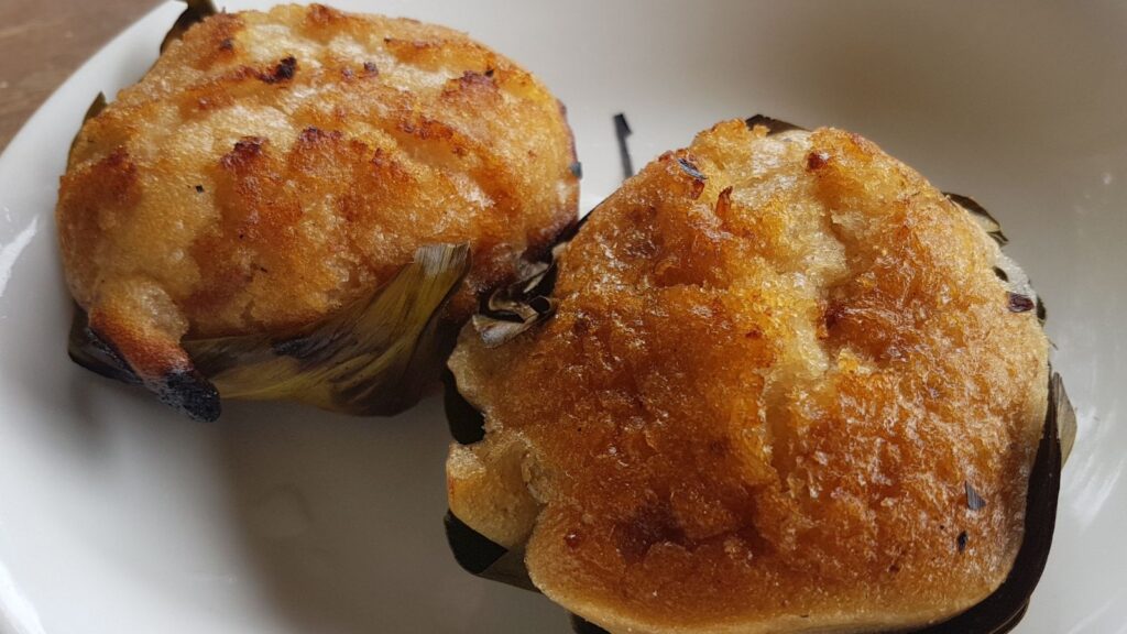 Bibingka is a type of baked rice cake from the Philippines. It is usually eaten for breakfast, especially during the Christmas season.