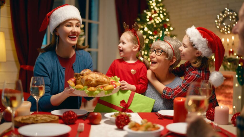 Family celebrating Christmas