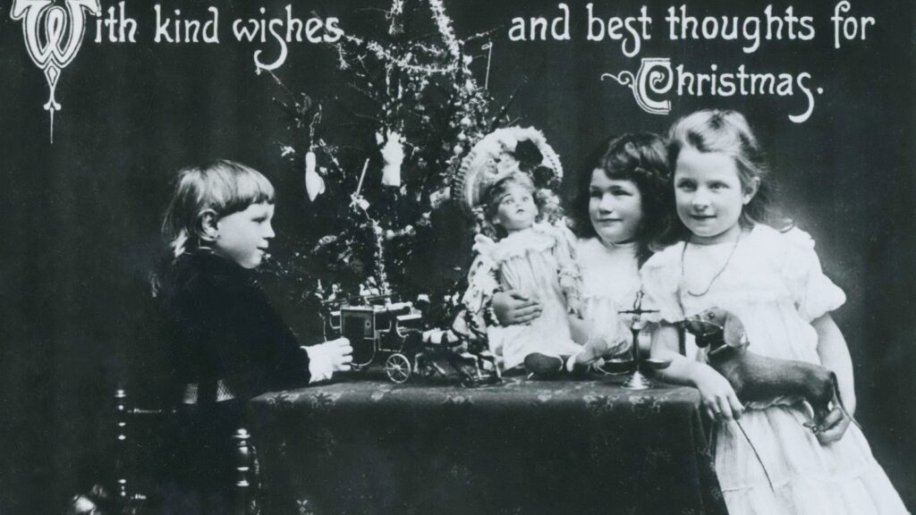 Victorian Christmas Card from the 1890's and is from Archives New Zealand’s former Post and TelegraphTelecom Museum Holdings collection