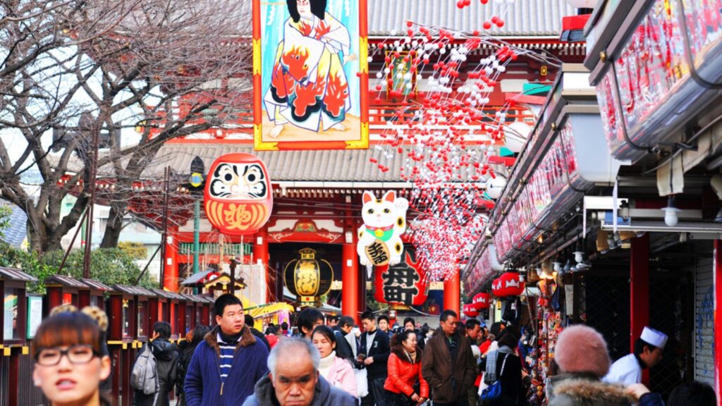 Tokyo, Japan - 1 January, 2012 Japanese making their traditional trip to a temple in the first day of the New Year (Hatsumode)